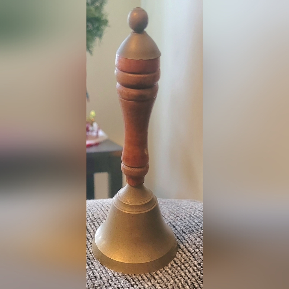 Vintage Brass and Wood Hand Bell